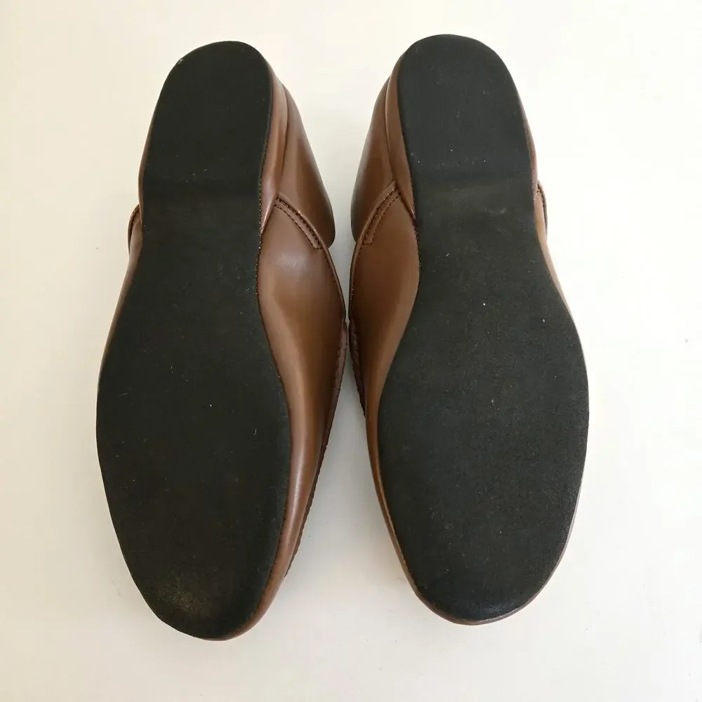 L.B. Evans Men's Brown Leather Slip-On Loafer Slippers Size 10.5M